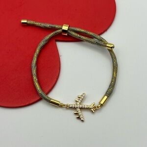 Airplane 18k gold plated adjustable bracelet